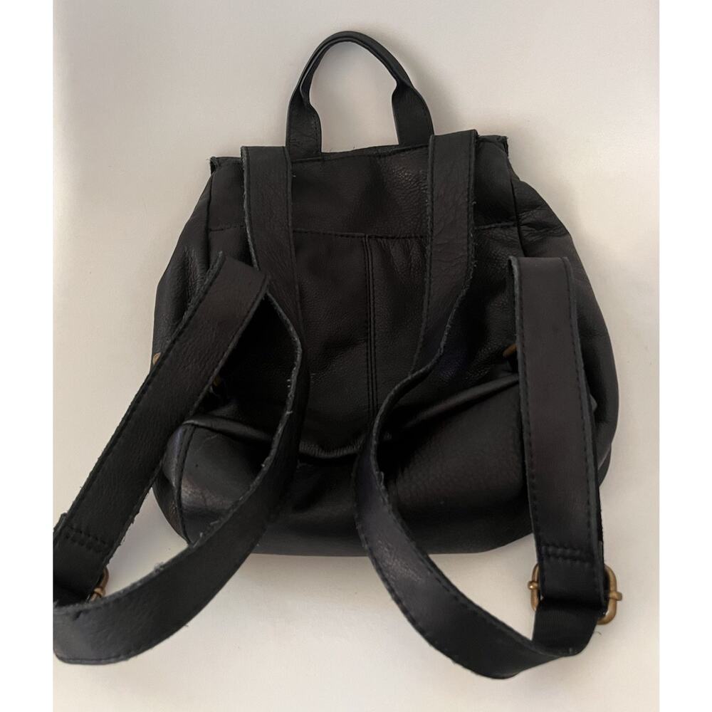 American Leather Co Black Leather Backpack Foldover Minimalist Pebbled Leather - Picture 16 of 16